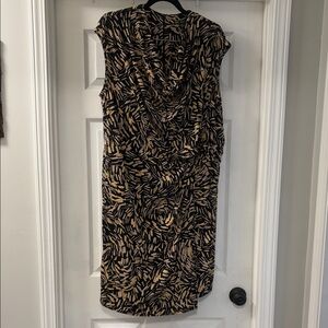Maggy London Black and Tan Midi Dress